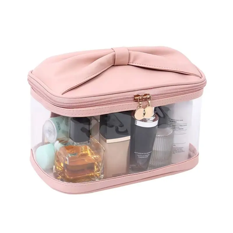 

Makeup Brush Storage Large Capacity Cosmetic Organizer Bag Lightweight Bow Knot Handheld for Female Portable Travel