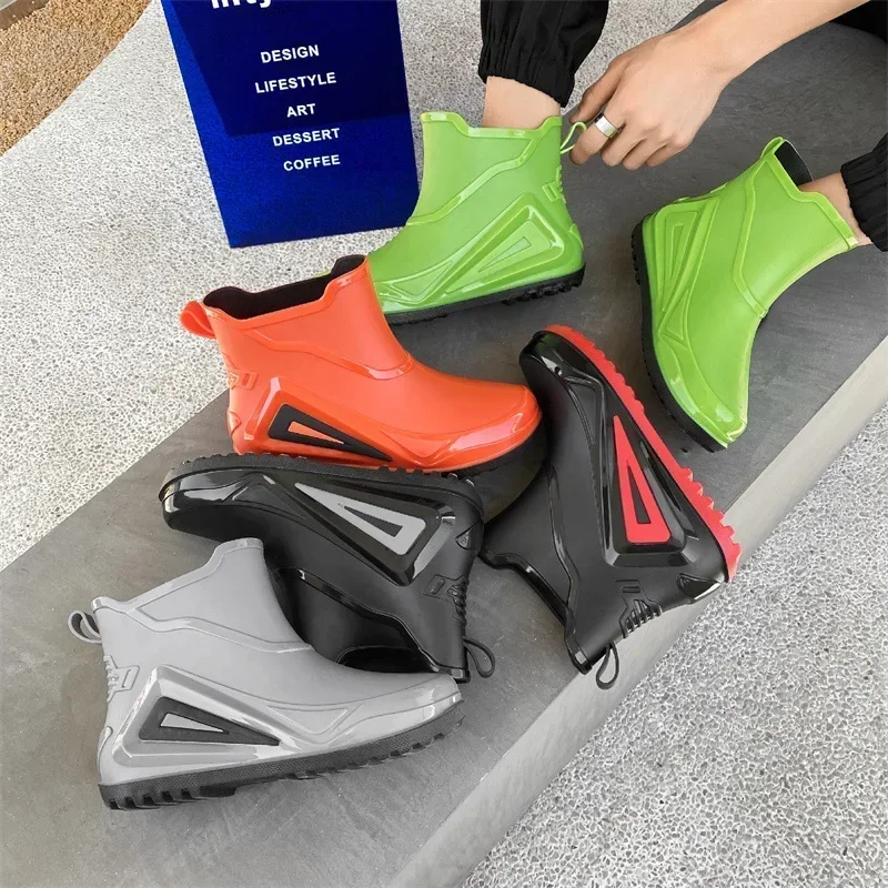 Мужские Нескользящие резиновые ботинки Shaxi черные непромокаемые для активного