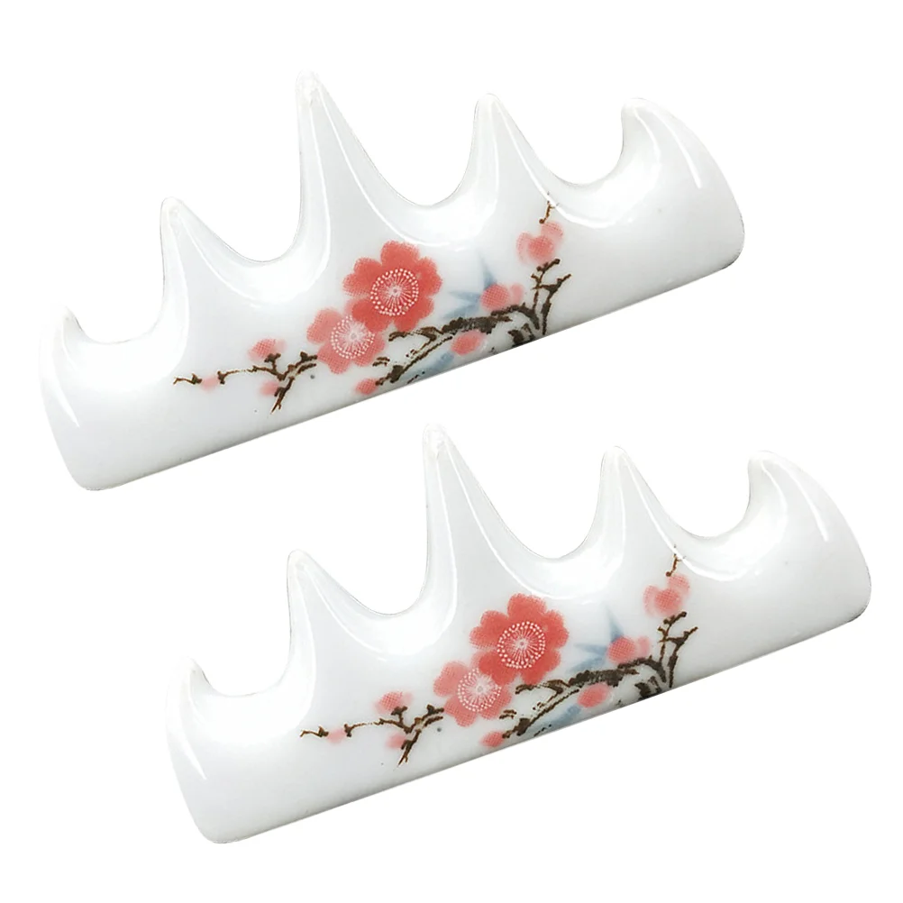 

2 Pcs Brush Holder Pen Rack Calligraphy Rest Support Chinese Decor Stands Ceramic Storage Writing Ceramics Supplies