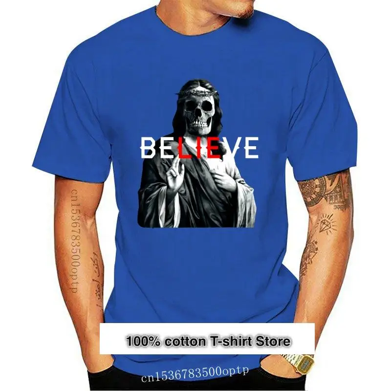 

Новая забавная черная футболка Blackcraft с изображением Иисуса и черепа верьте сатану, модные классические топы, футболка