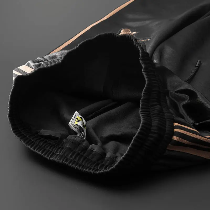 High quality men's cardigan sweater suit jacquard embroidery bird casual sports baseball suit fashion men's autumn set