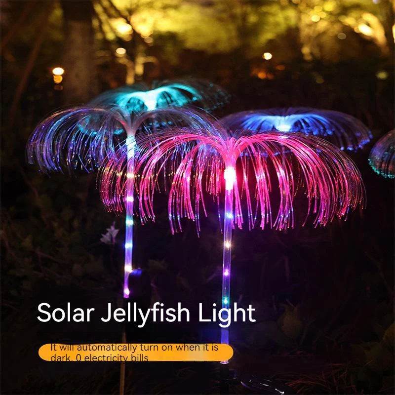 Solar Atmosphere Decorative Light LED Optical Fiber Jellyfish Outdoor Waterproof Courtyard Garden Villa Area Plug-in Lawn Lamp