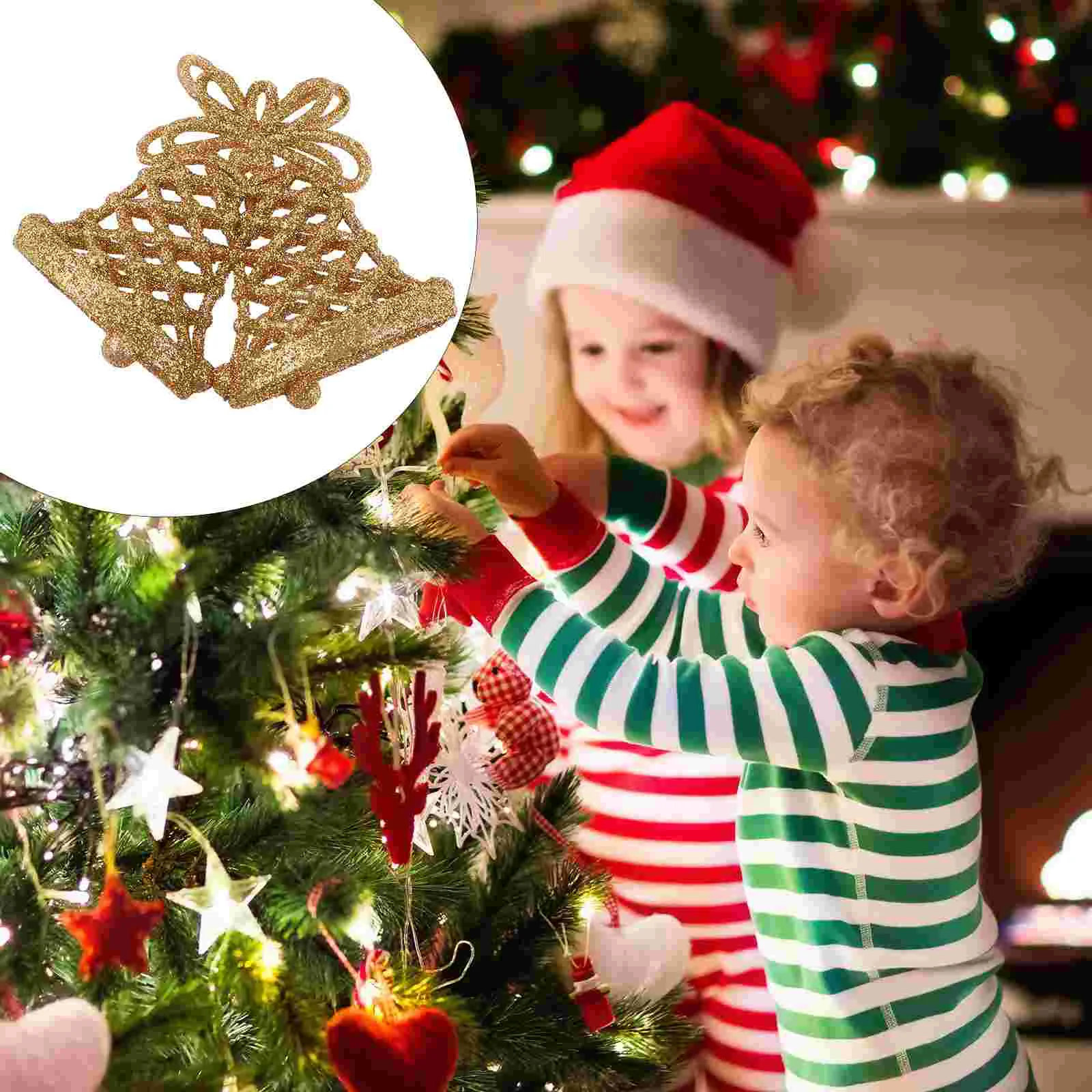 

Christmas Tree Bells Ornament Bell Jingle Decoration Holiday Embellishment Sleigh Xmas Decor Hollow Sparkly Pendants Home