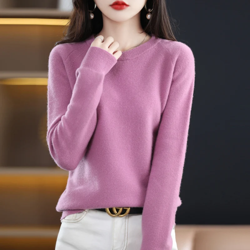Осенне-зимний 100% чистый свитер новый женский модный классический вязаный