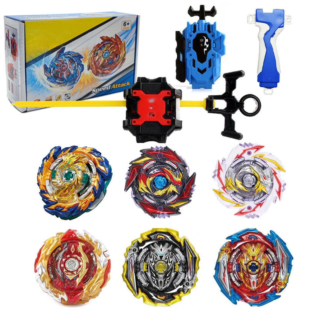 

Toupie Beyblades Burst with Grip Launcher Metal Fusion Spinning Top Set 6 Gyros and Two-way Ruler and Wire Antenna for Children