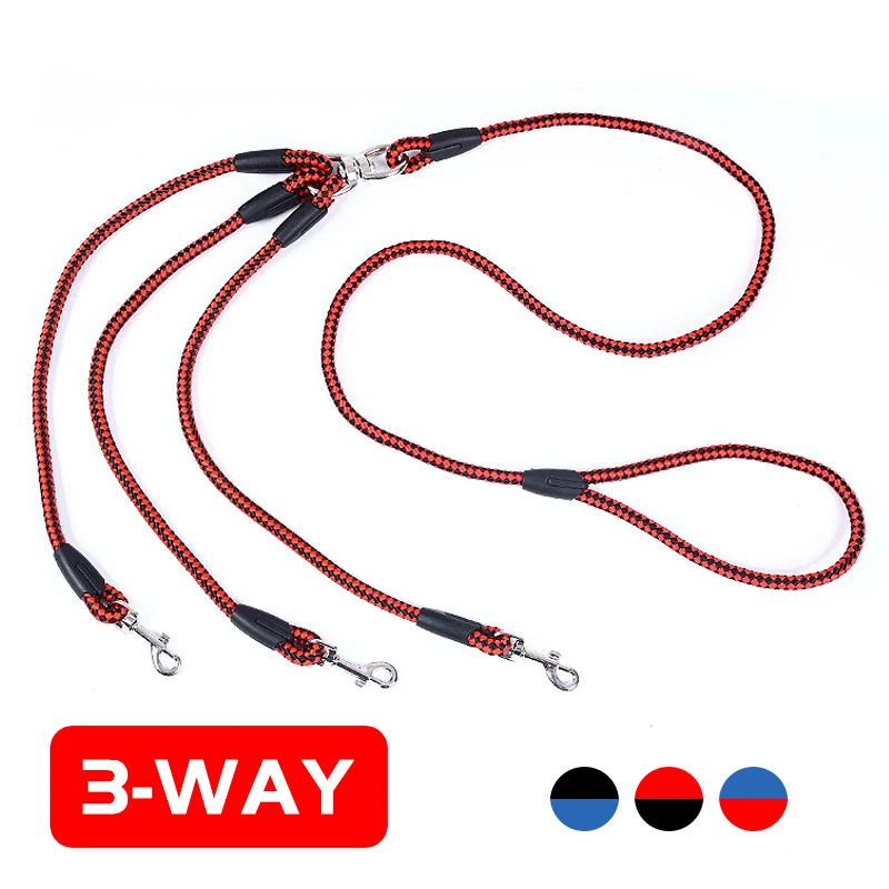 New 3 Way Dog Coupler Leash No Tangle Splitter Triple Dog Leash for Walking Running Three Small Dogs Cats 3 In 1 Traction Rope