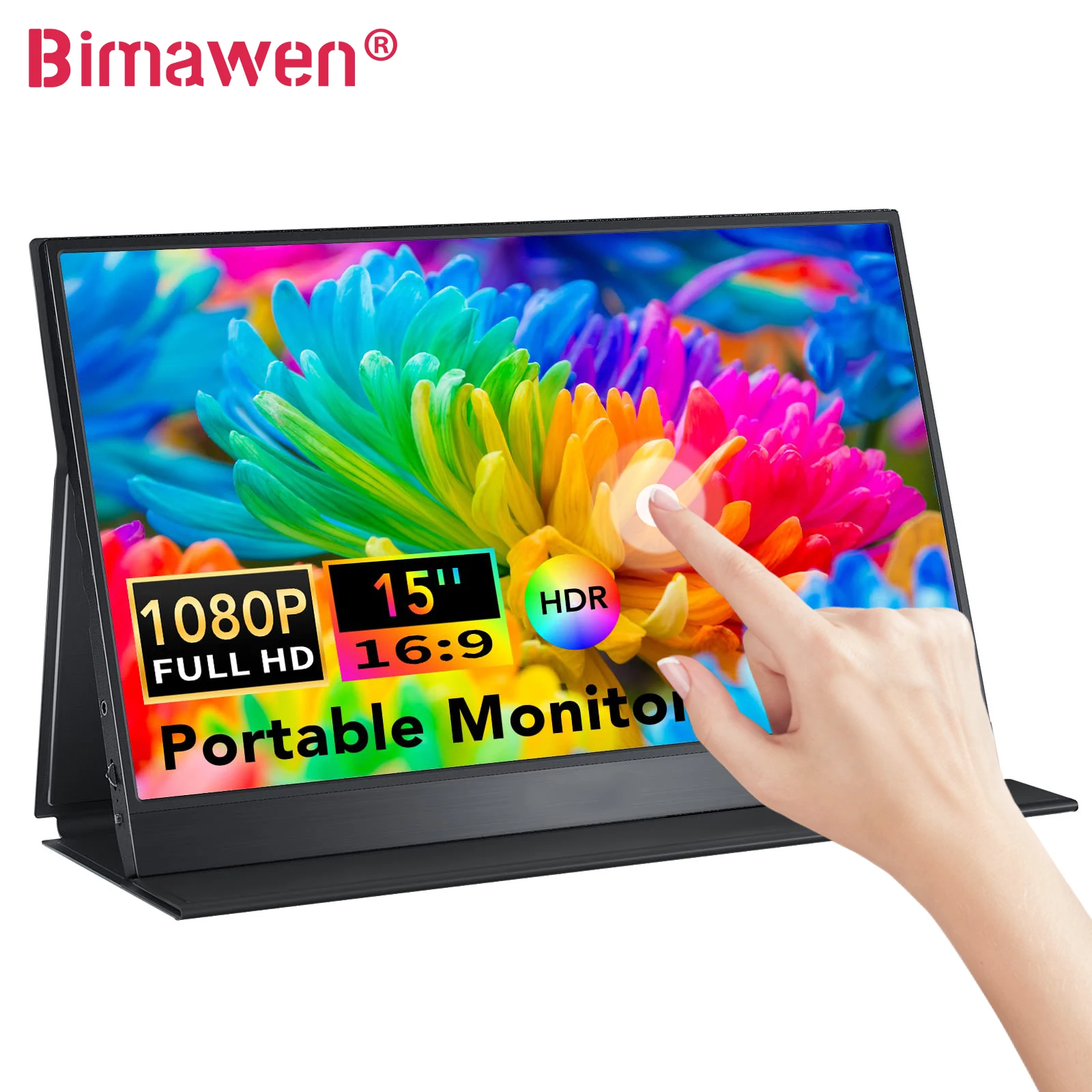 Bimawen 15.0 Inch Touchscreen Portable Monitor 1920*1080P HDR 100%sRGB Freesync Display IPS Screen For PC Laptop Xbox PS4 Switch