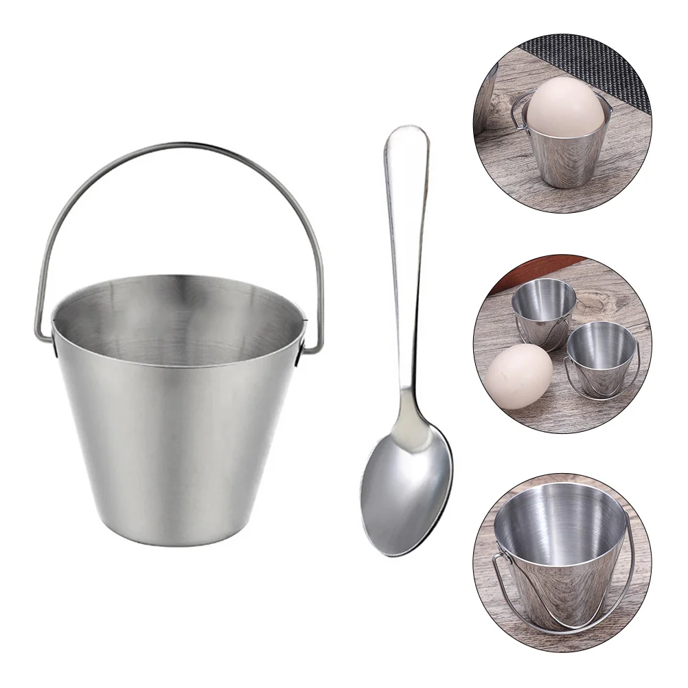 

1 Set Single Egg Bucket Stainless Steel Egg Container Egg Bucket with Handle