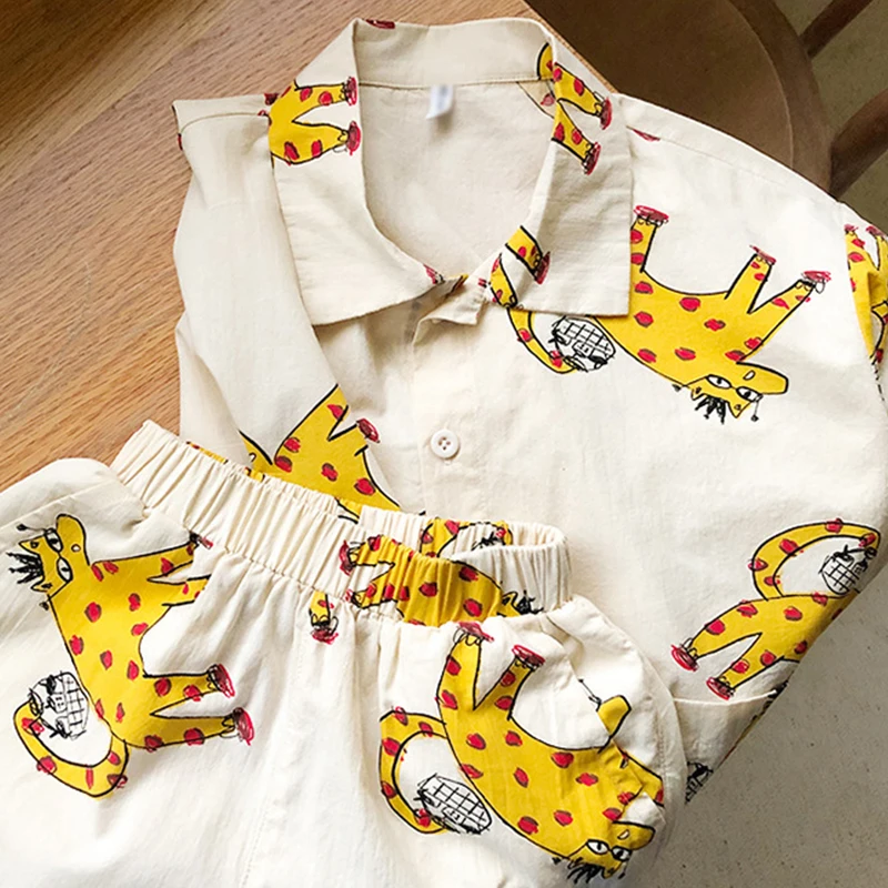 Criscky Children Pajamas Set Kids Baby Girl Boys Animal Printing Clothing Costume Long Sleeve Children Sleepwear Kids Clothing