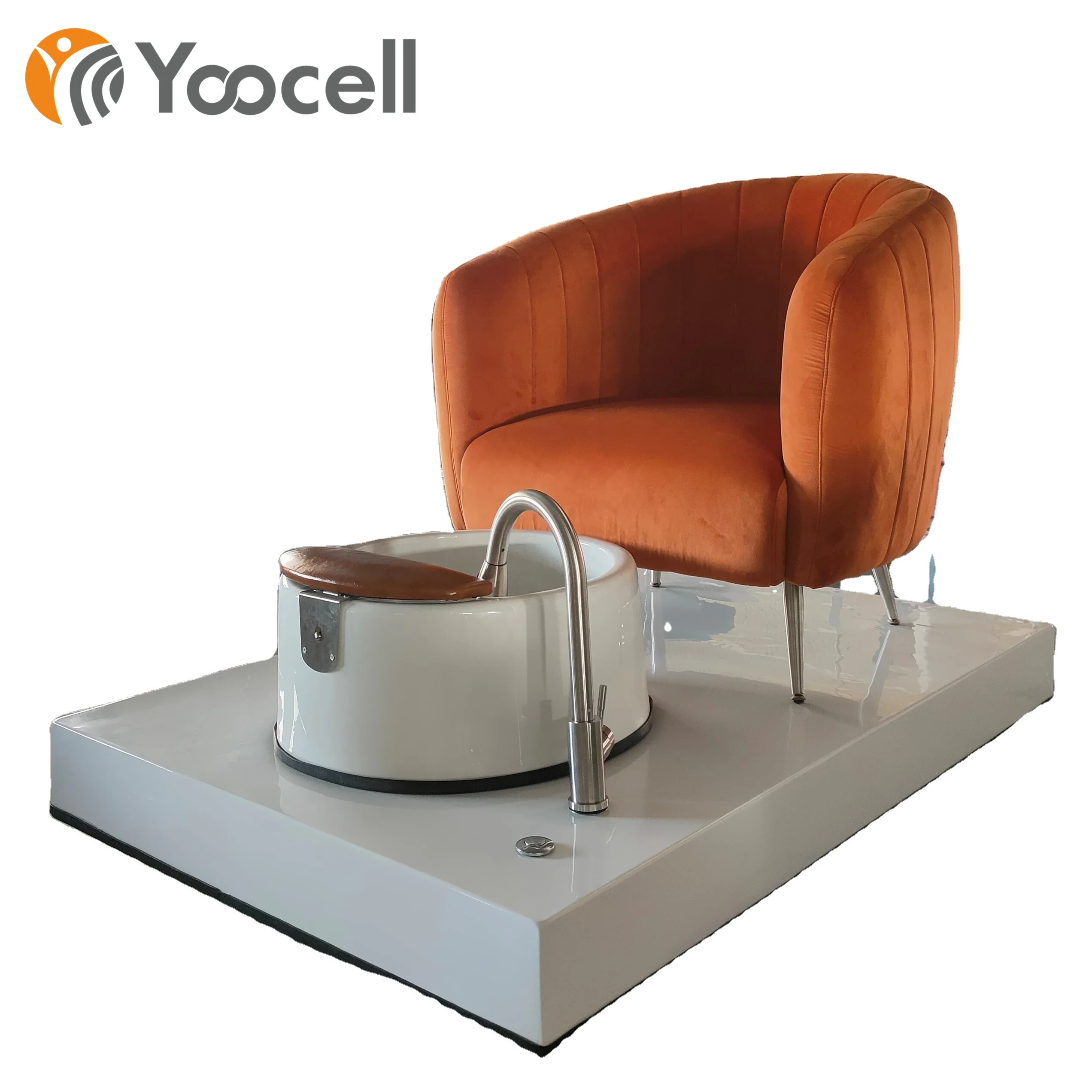

Yoocell Caramel Color Hot Selling beauty smooth velvet Pedicure spa chair spa chair magnetic jet pedicure chair for nail salon