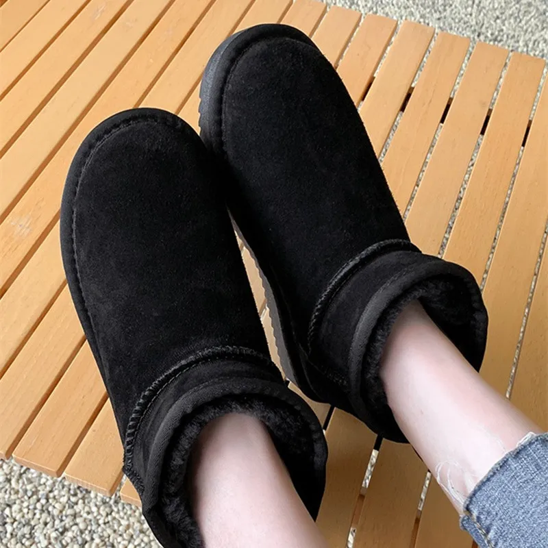 Snow Boots Fur One Winter 2023 Plus Velvet Platform Anti-slip Booties For Men And Women Couples 41-44 Plus Size Booties Women