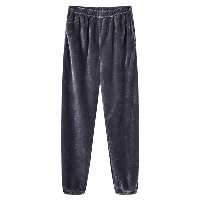 CAIYIER Men's Flannel Home Pants Large Size Soft Warm Sleepwear With Pocket Elastic Waistband Sleep Bottoms Trousers Underwear