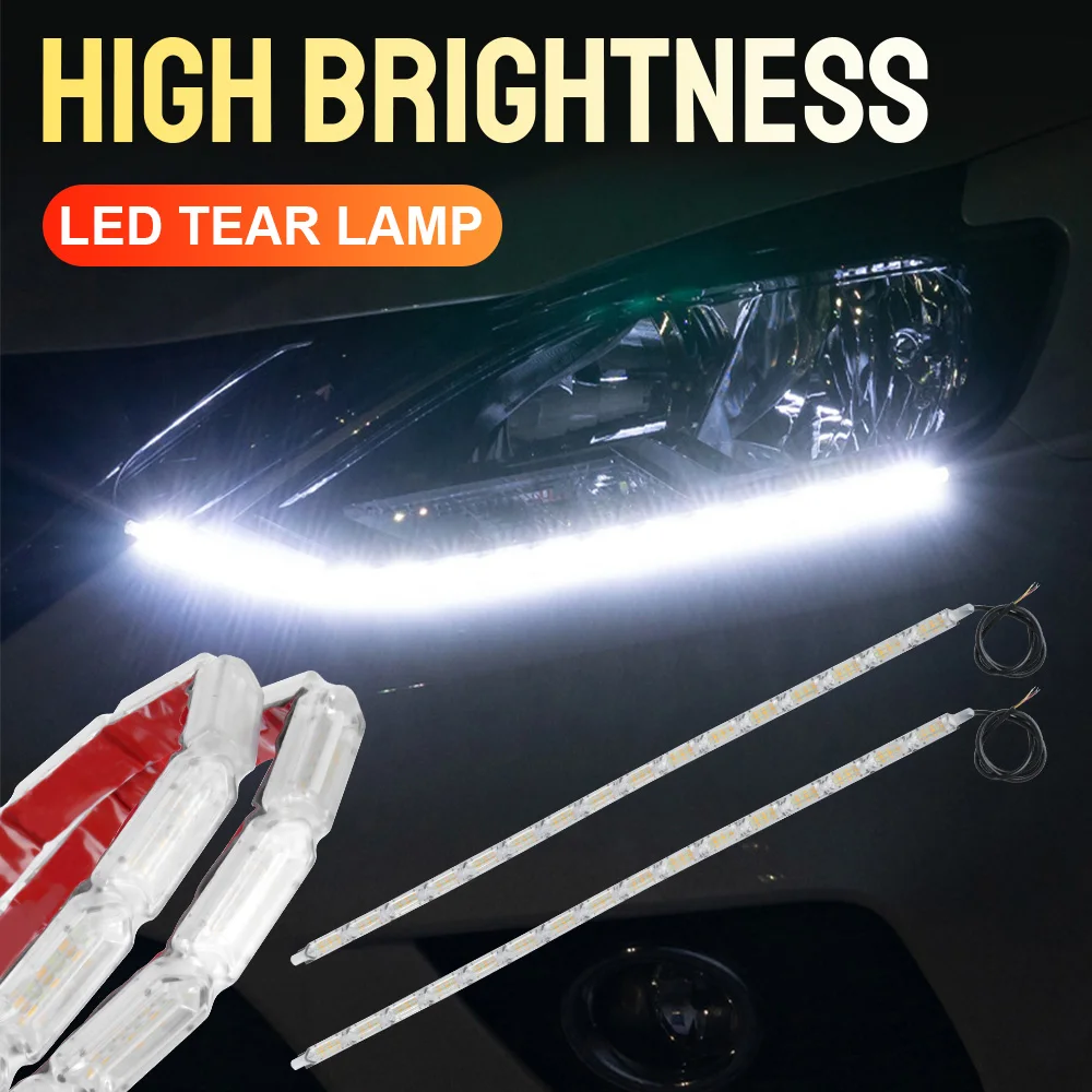 

Turn Signal Lamp Auto Headlight Light Strips Super Bright Led Daytime Running Lights Car DRL Streamer Light 2PCS Flexbile 12V