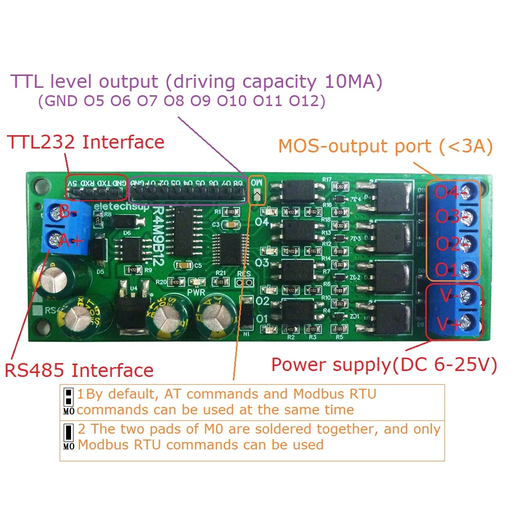 DC 6-24V 4CH RS485 TTL232 Многофункциональный МОП-транзистор Модуль твердотельного реле
