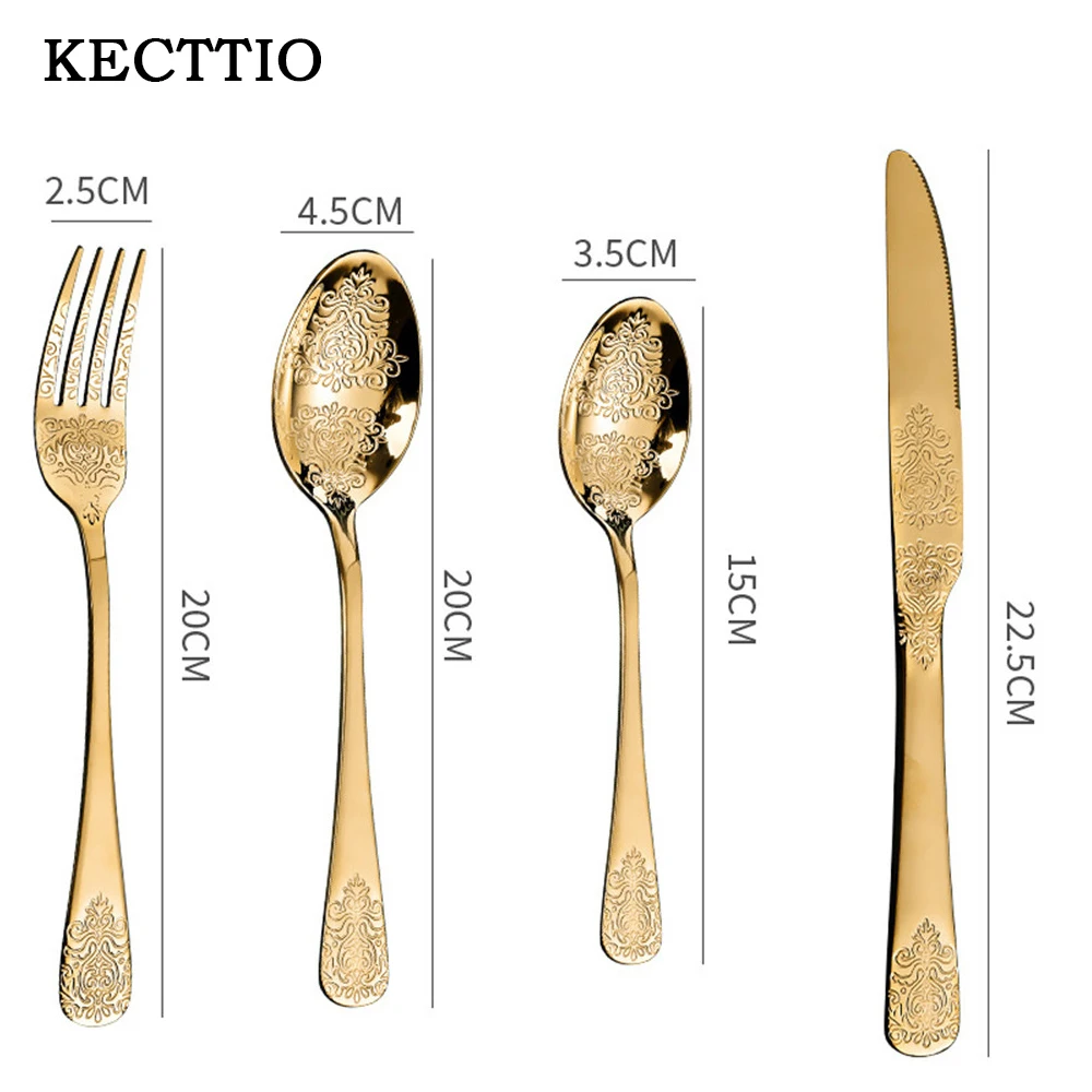 Embossed Western Knife Fork Spoon Retro Stainless Steel Tabl