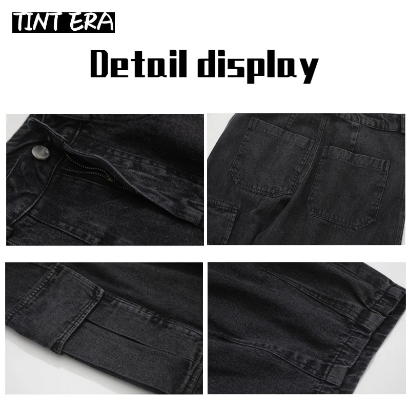 TINT ERA Baggy Jeans Trousers Male Denim Pants Black Wide Leg Pants Men Jeans Oversize Cargo Korean Streetwear Hip Hop Harajuku