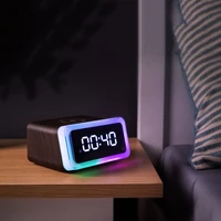 bedside led night light table desk lamp rgb lights with wireless charger smart speaker and alarm clock gift