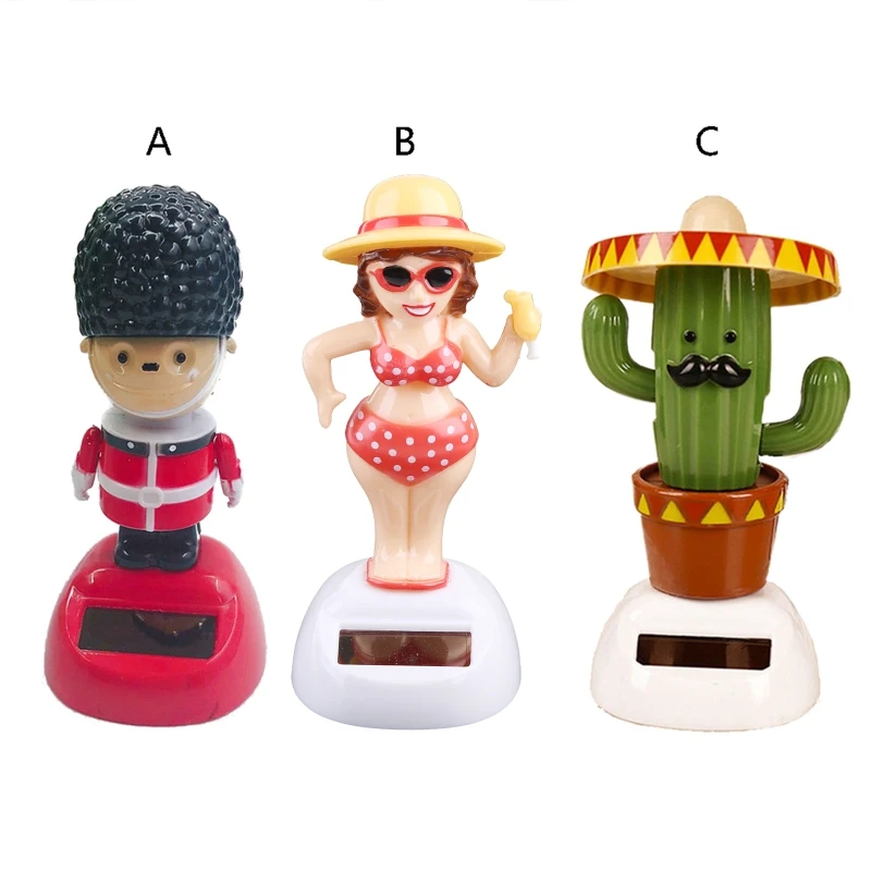 

Funny Hawaii Solar Powered Ornaments Console Soldier Girl Cactus Accessory