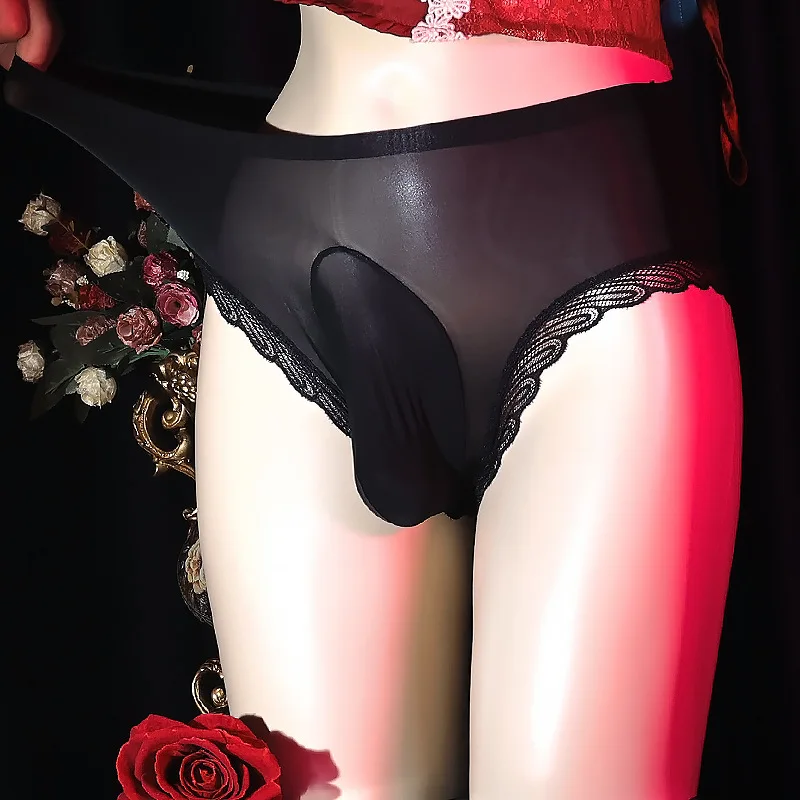 

Feel Nude Touch Men Sexy Cock Pouch Seamless Briefs Panties Smooth Transparent Ice Silk Adult Man Underwear