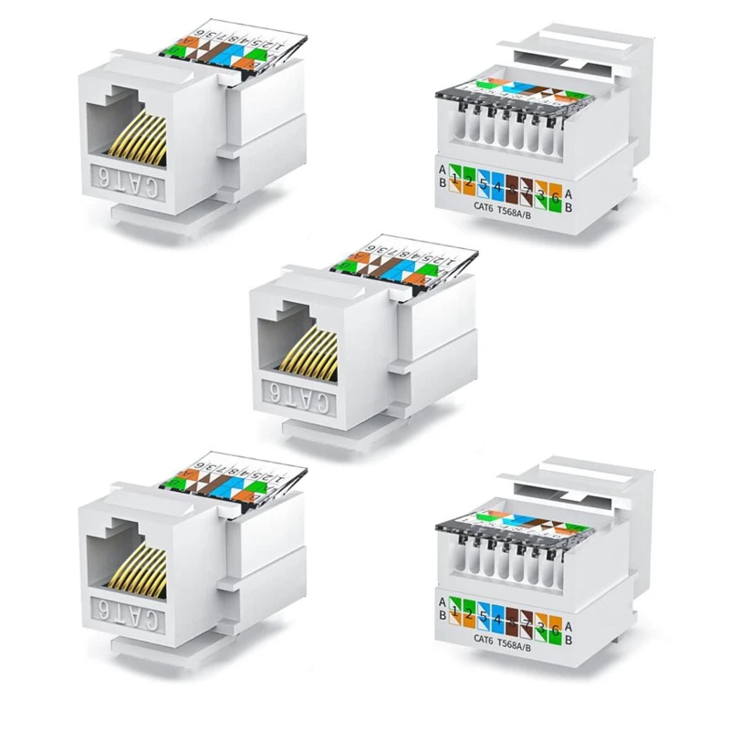 

5Pcs CAT6 UTP Network Module Tool-free RJ45 Connector Information Socket Computer Outlet Cable Adapter Keystone Jack