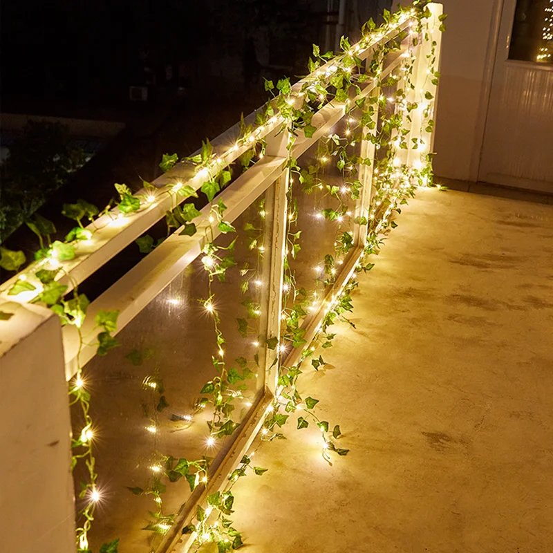 Solar Garland Fairy Lights Maple Leaf Outdoor Waterproof Led String Light for Garden Fence Christmas Decoration |