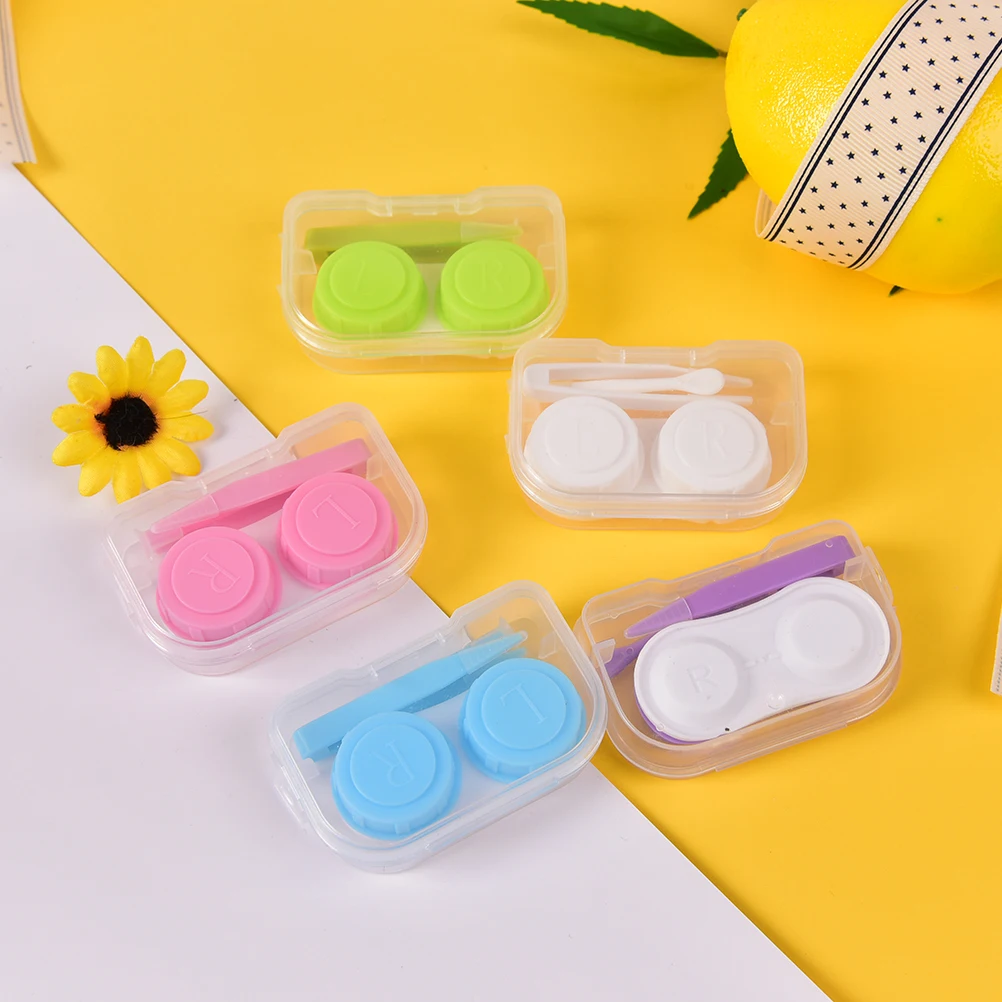 

New Plastic Contact Lens Case Travel Kit Random Color Easy Take Container Holder Fashion Best Transparent Pocket