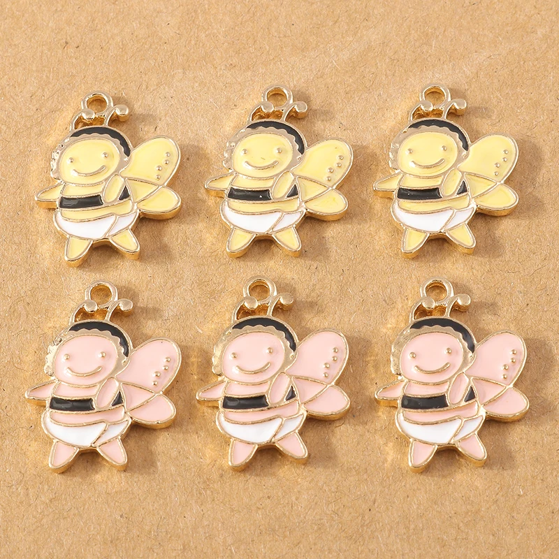

10pcs 15x21mm Cute Enamel Animal Honey Bee Charms for Drop Earrings Pendants Necklaces DIY Bracelets Jewelry Making Accessories