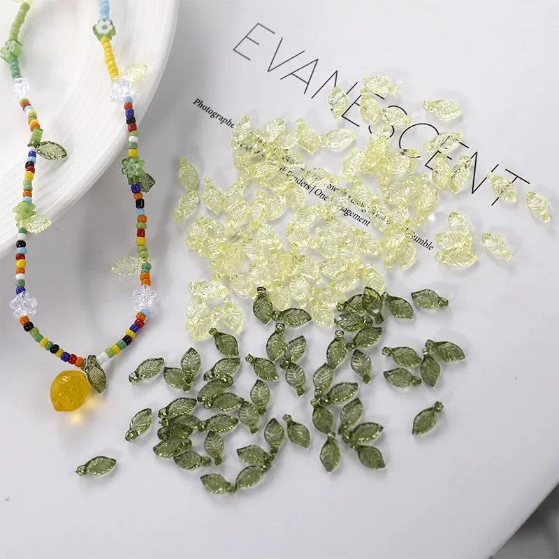 

20pcs/Lot Green Small Transparent Leaves Acrylic Beads for Jewelry Making Accessories Diy Bracelet Necklace Beaded Earrings