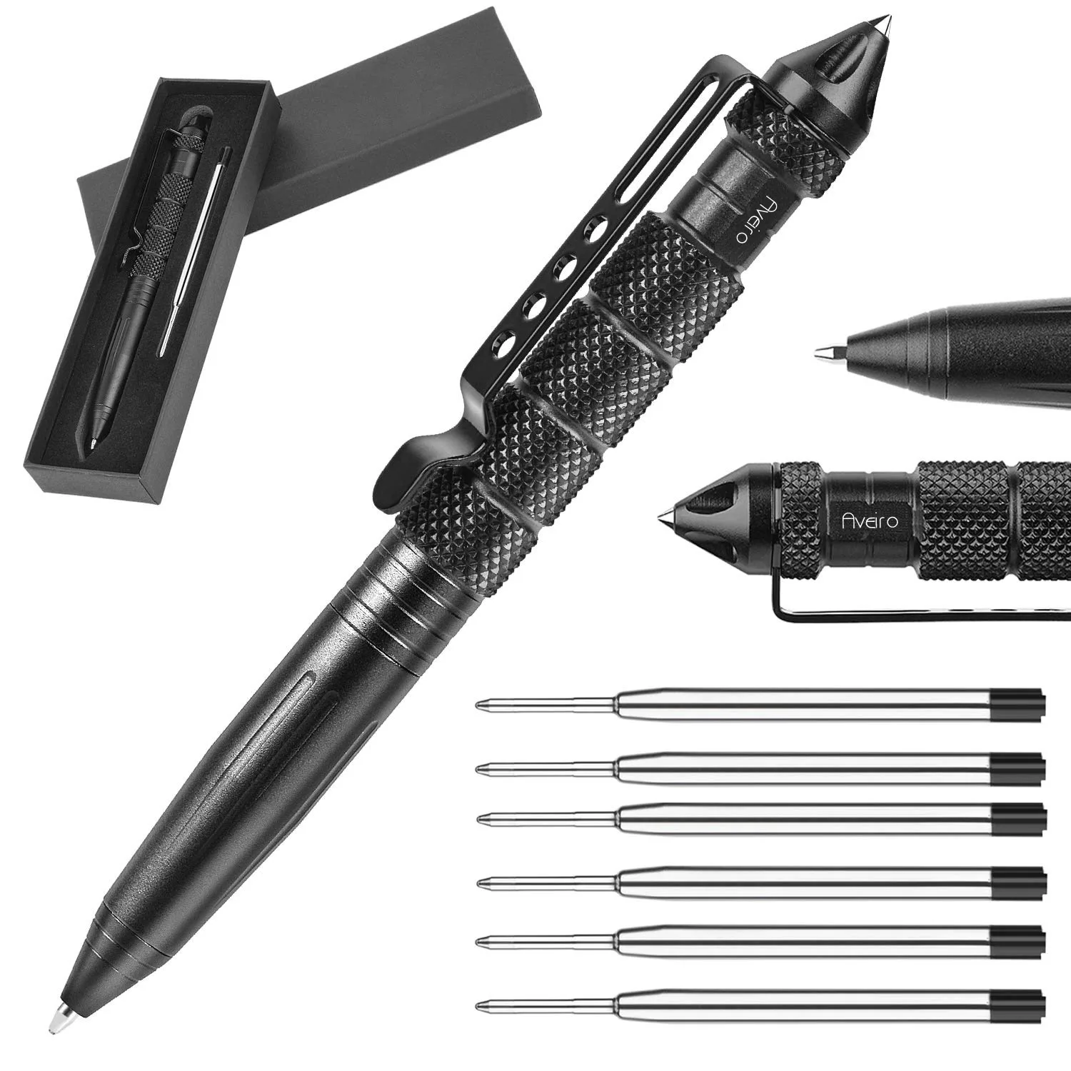 

Military Tactical Pen, Professional Self Defense Pen, Emergency Glass Breaker Pen - Tungsten Steel, Writing Tool with 6 Refill