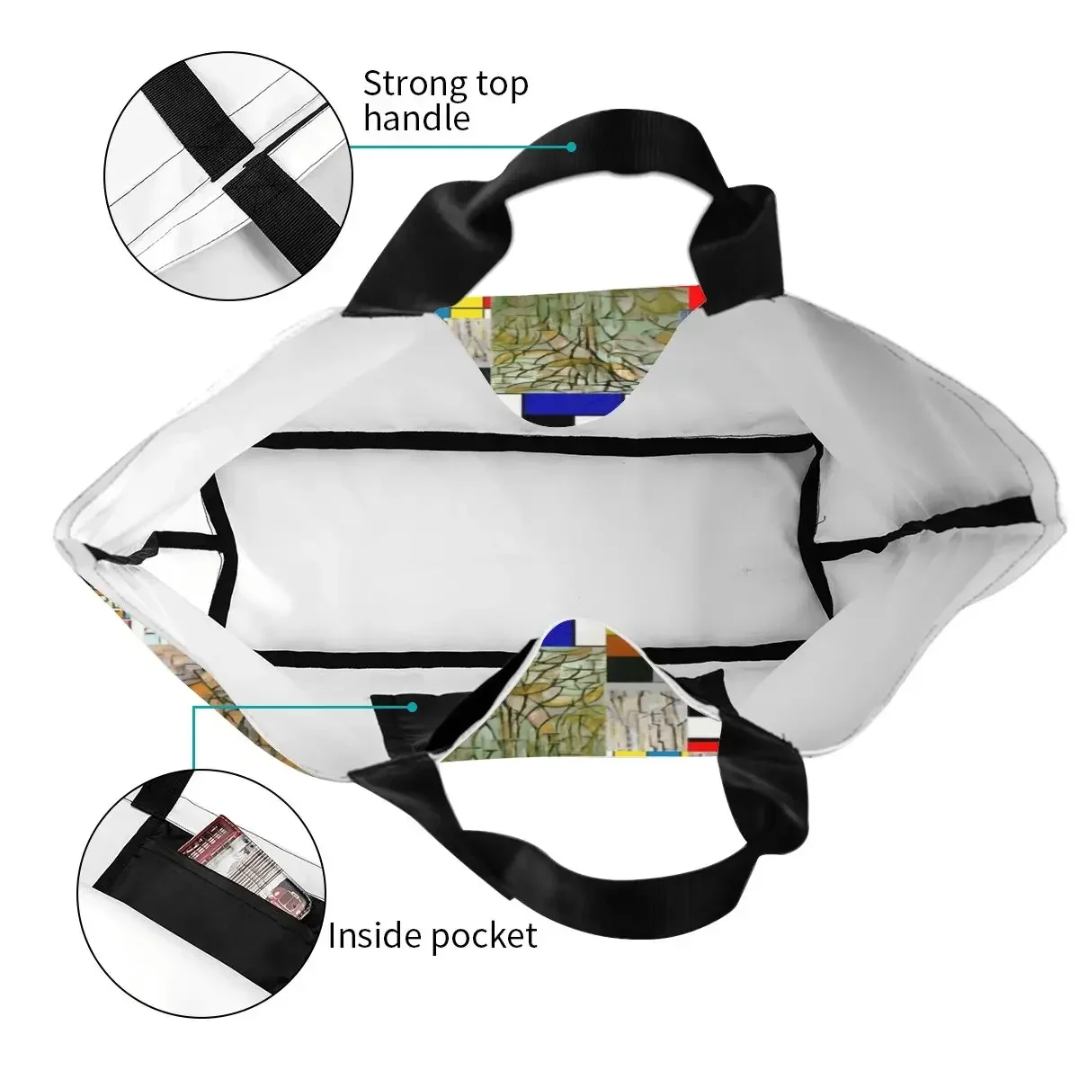 Женская Холщовая Сумка для покупок Piet Mondrian многоразовая вместительная сумочка