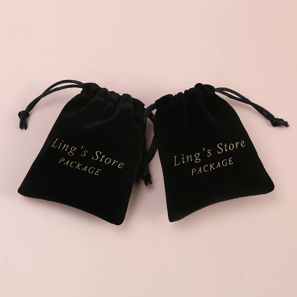 

Hot Personalized Jewelry Drawstring Pouch Pocket Purse Black Velvet Gift Bag for Cosmetic Sample Lipsticks Earrings Necklace