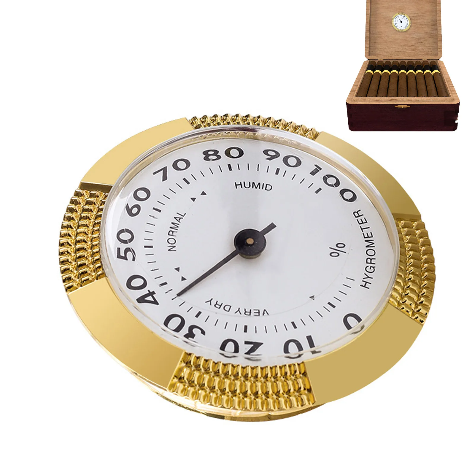 

60mm Cigar Humidity Detector Hygrometer Thermometer Accurate Portable Mini Mechanical Humidor Hygrometers Round Metal Hygrometer