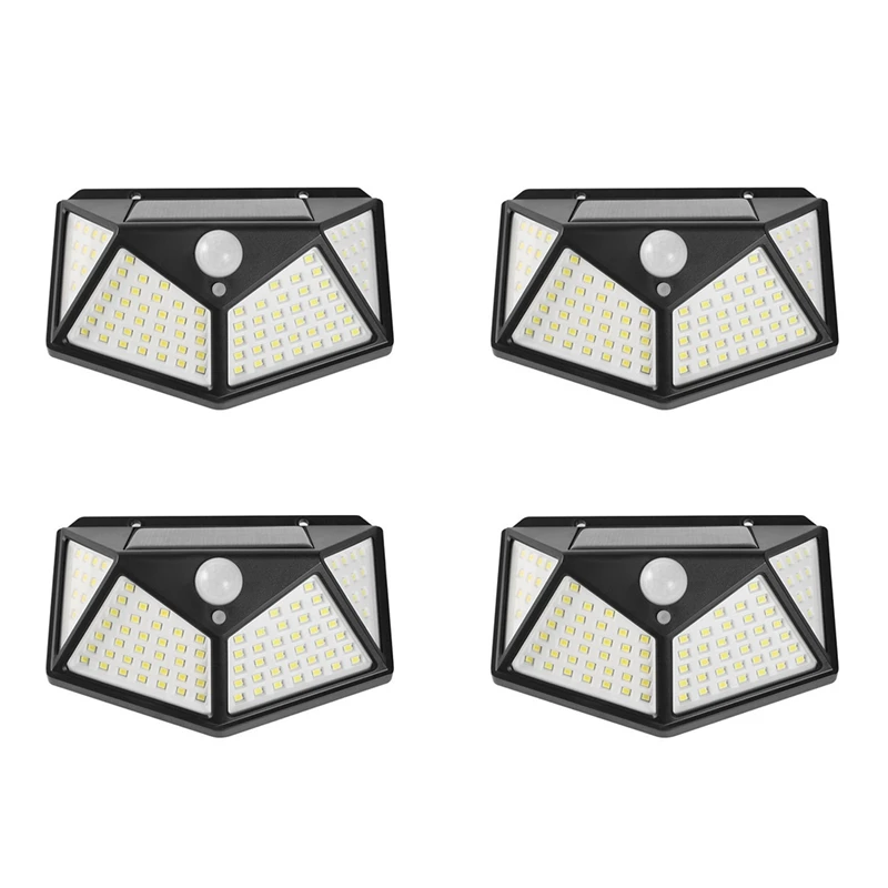 

New-4Pcs Solar Led Light Outdoor Solar Wall Lamp Garden Decoration Lights With Motion Sensor Waterproof Lamp 100LED 3Mods