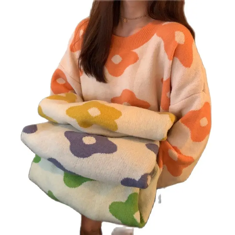 

2022 ins new fashion Women Sweaters Winter Women Flower Sweaters over size women pullover sweaters