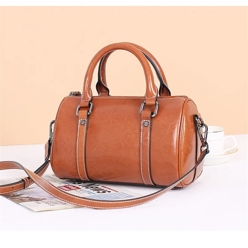 

Genuine Leather Handbag Women Luxury Designer Ladies Tote Bags Vintage Cowhide Female Shoulder Bag