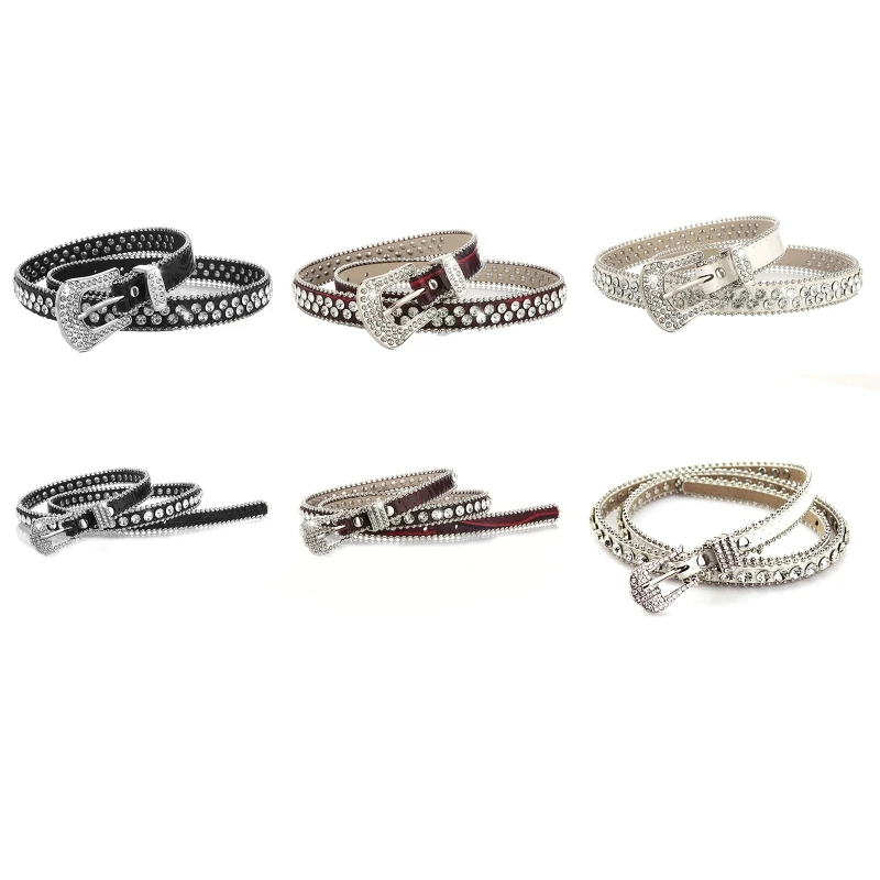 

for rhinestone Belt for Jeans Western Cowgirl Bling Studded Suede Leather Belt