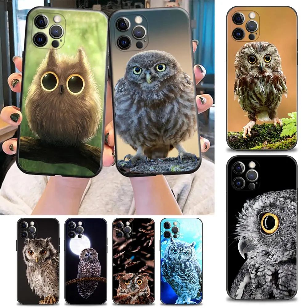 

Cute Baby Owl Animal Fundas Phone Case For iPhone 11 12 13 14 Pro Max Mini XR Xs SE 2020 6 7 8 14 Plus Cases Soft Silicone Cover