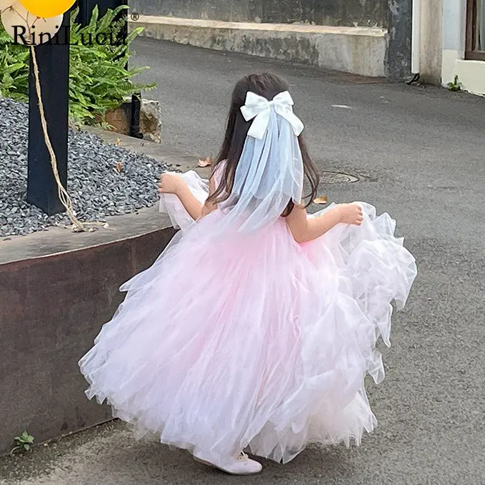 

Girl Baby Princess Dress Spring Summer Toddler Kids Mesh Layered Sleeveless Dresses Children Costumes Outfits Vestido