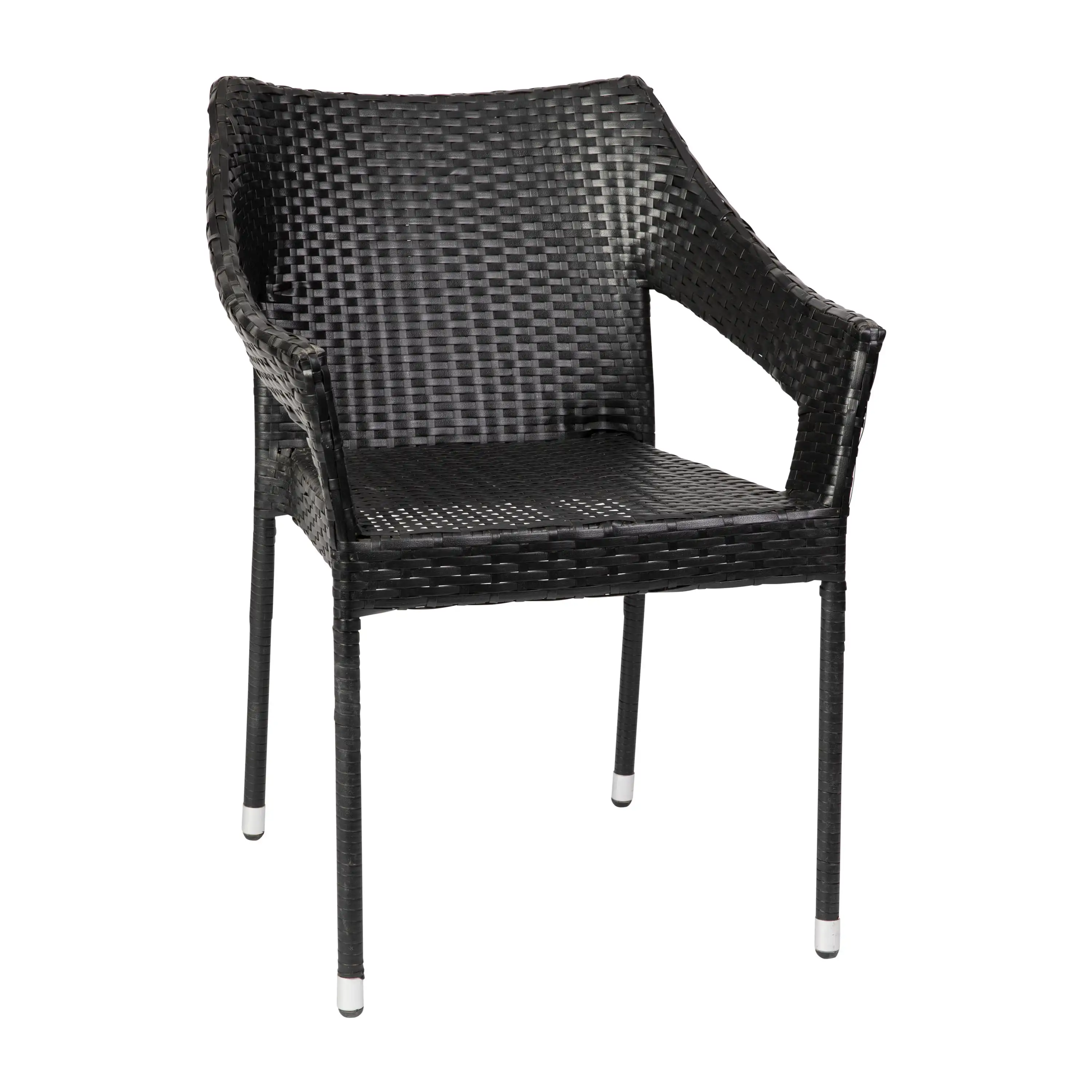 

Flash Furniture Ethan Commercial Grade Stacking Patio Chair, All Weather PE Rattan Wicker Patio Dining Chair in Black
