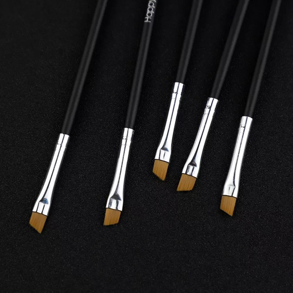 

5Pcs Professional Black Eyebrow Inclined Flat Angled Brush Makeup Tool Wooden Pole Eyeliner Eyeshadow Eye Brow Women Cosmetic