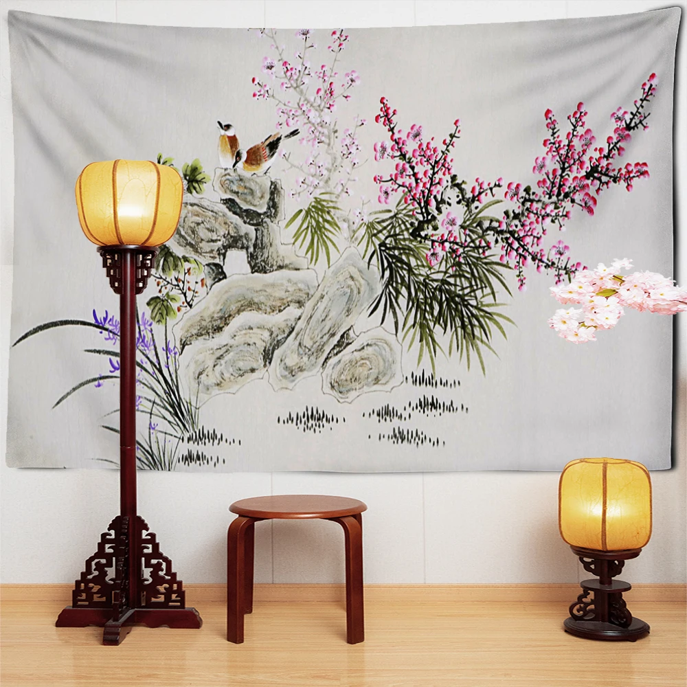 Настенный гобелен в китайском старинном стиле настенная роспись с пейзажем