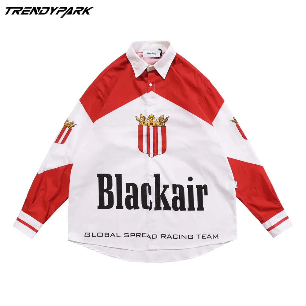 

Рубашка мужская Винтажная с буквенным принтом, 2022 хлопок, оверсайз