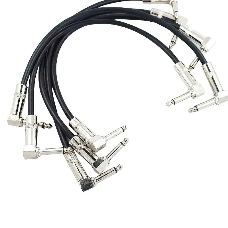 

30cm Braided Instrument Guitar Cable Patch Cords Lines Effect Lead Right Angle 6.35 Audio Cables Guitar Parts And Accessories