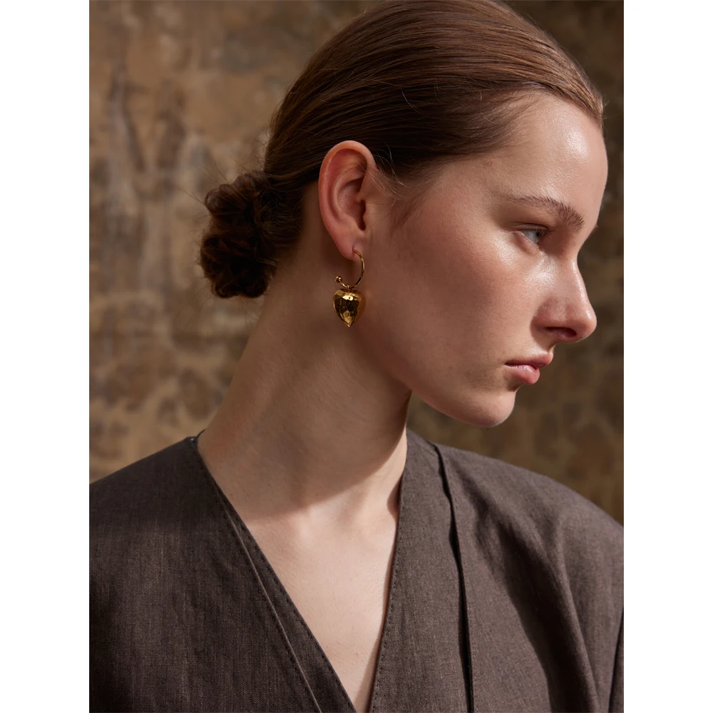 Женские серьги-подвески из нержавеющей стали с сердечками