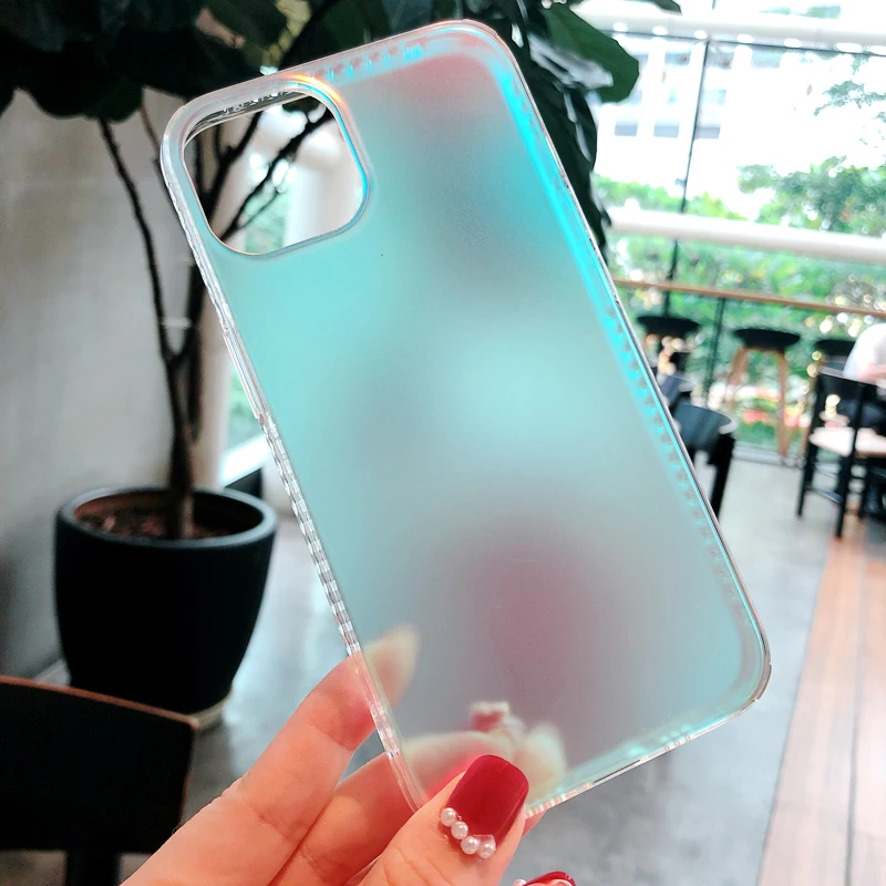 Fashion Matte Aurora Laser Gradient Phone Case For iPhone 14 13 12 11 Pro Max X XR XS 7 8 Plus Mini SE 2 Luxury Shockproof Cover