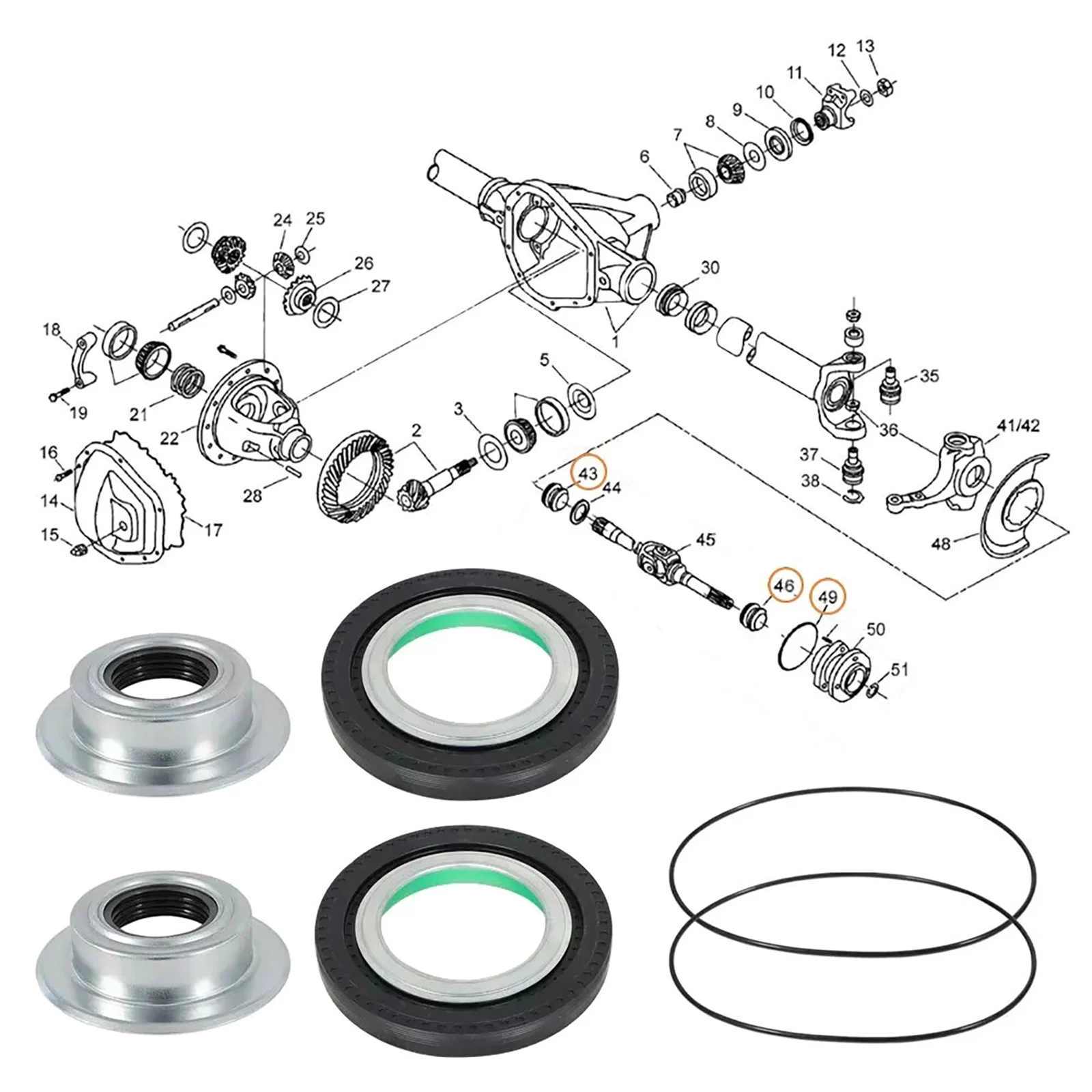 1 комплект 2014835 для Ford передняя ось автомобиля Seal и U Joint Kit Замена F-250 Super Duty 2005-2014