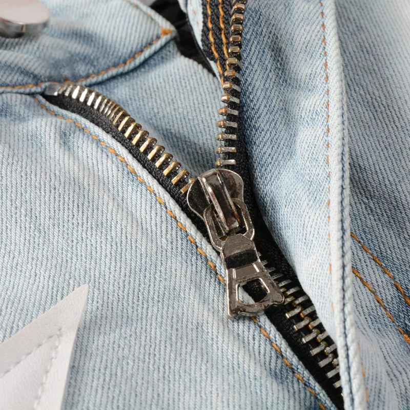 Street Fashion Men Jeans Retro Light Blue Stretch Slim Ripped Jeans Men Hole Trousers Patch Designer Hip Hop Brand Pants Hombre