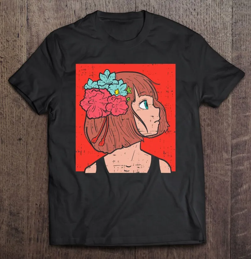 

Футболка с рисунком девушки из аниме цветов в эстетике кавайная японская манга женская футболка топы мужская одежда Топы Футболка Оверсайз...