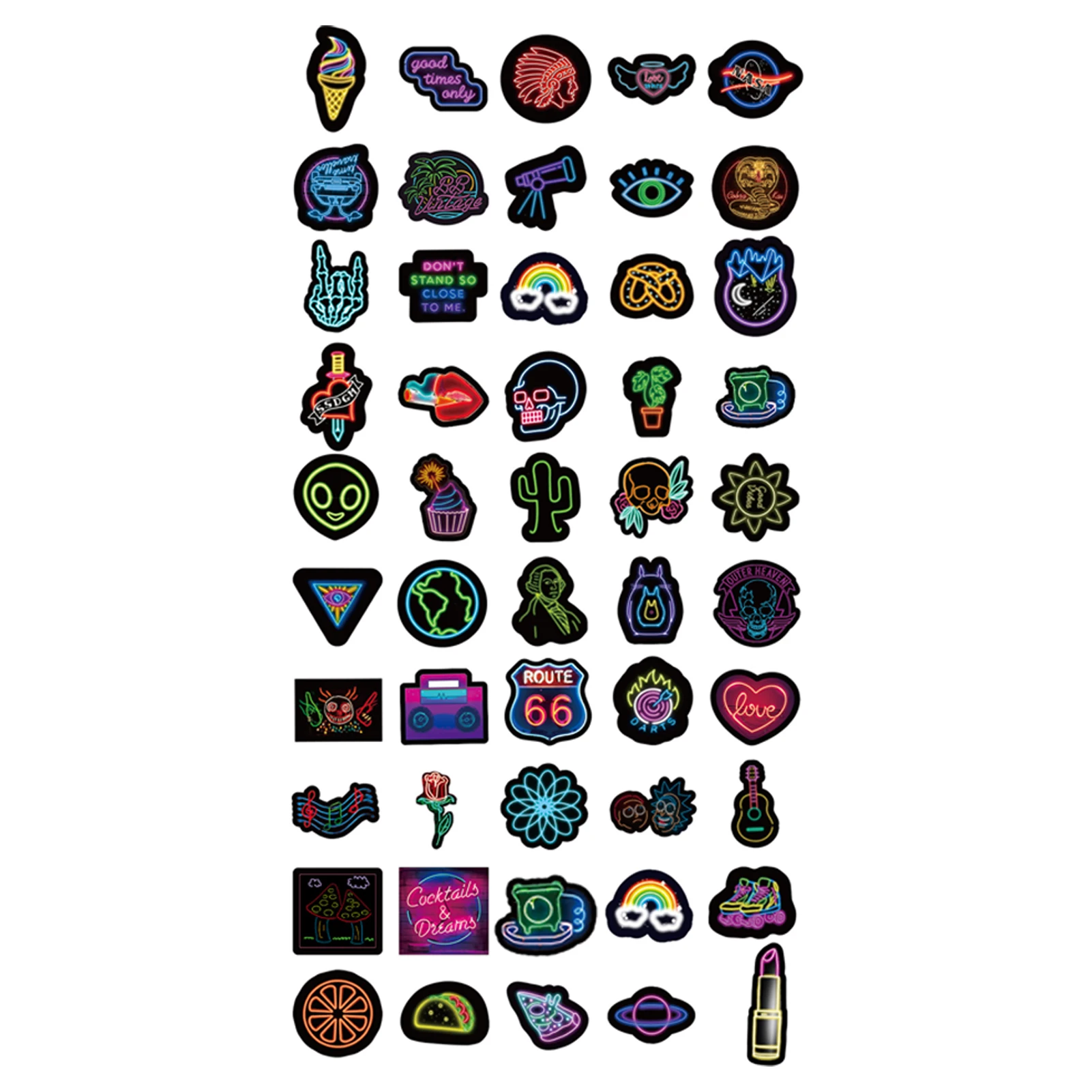 

50pcs/pack Kids Laptop Guitar Luggage Case Fridge Decorative Mixed Decal DIY Colorful PVC Sticker Water Bottle Craft Car