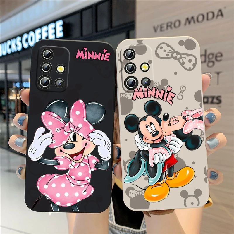 

Minnie Mickey Love Pink For Samsung A04 A71 A51 A42 A41 A31 A32 A21S A12 A11 A01 A02 4G 5G Liquid Rope Phone Case